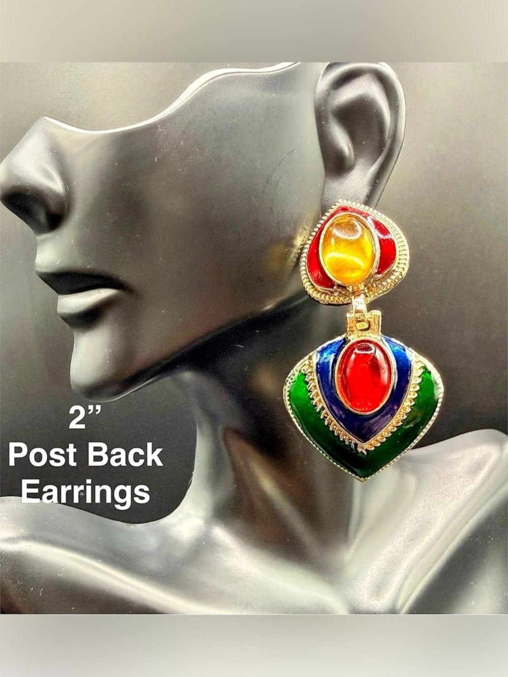 Multicolor 2-Inch Post Back Earrings